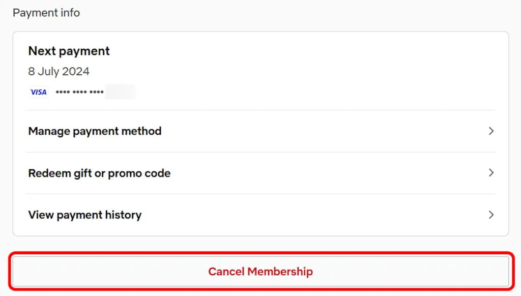 Cancel Membership on Netflix Web browser